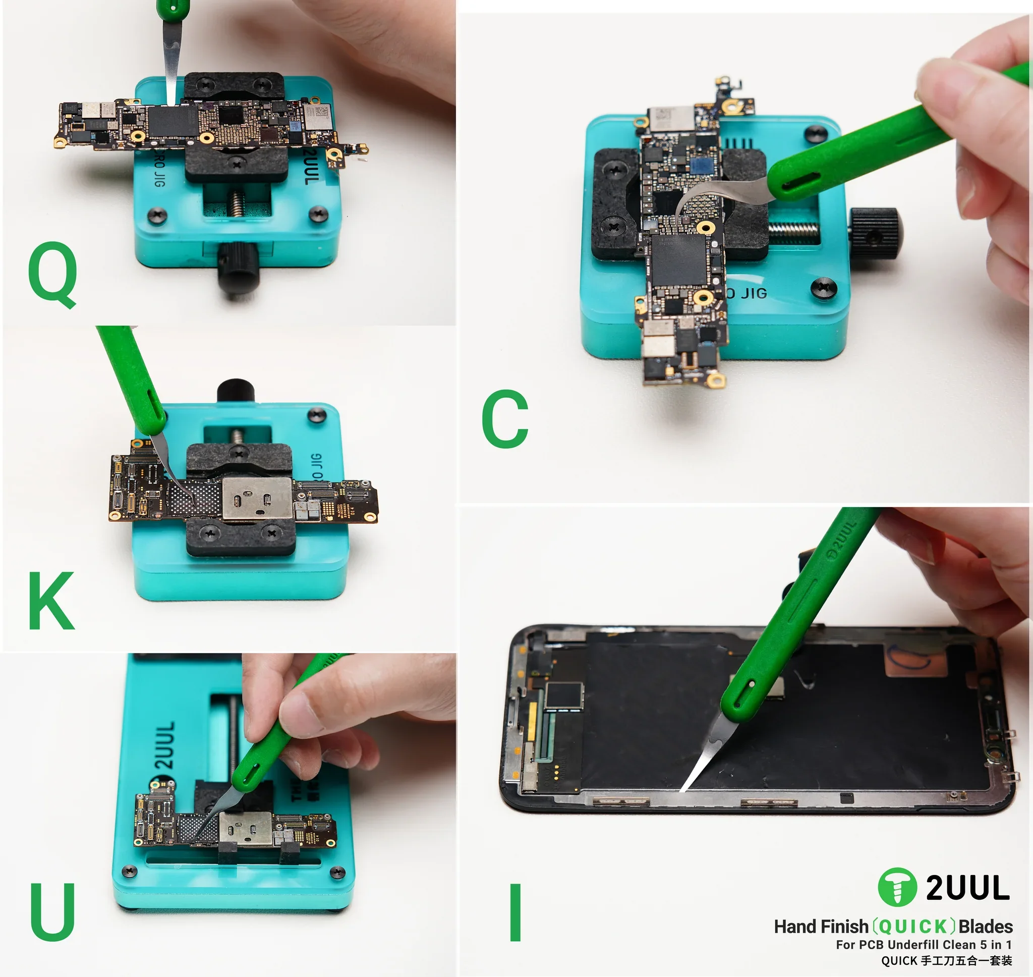 2uul DA22 5’i 1 arada El Yapımı HIZLI Bıçak Seti PCB Alt Dolum Temizliği için
