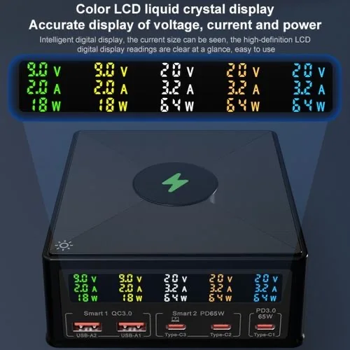 869H 5 PORTLU 160W USB AKIM ÖLÇER VE ŞARJ CİHAZI