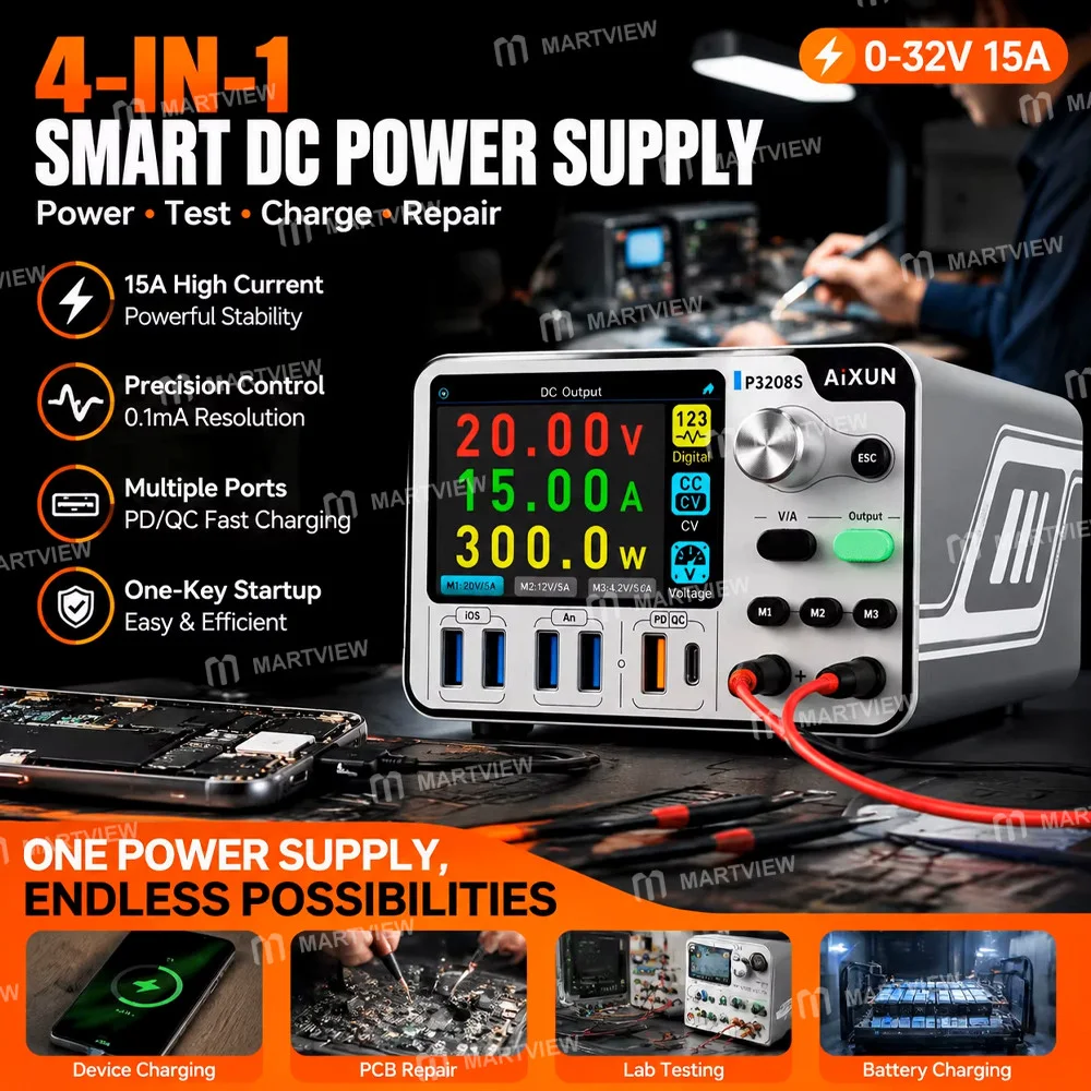Aixun P3208S 32V / 15A Çok Fonksiyonlu Akıllı Ayarlanabilir Regüleli Güç Kaynağı
