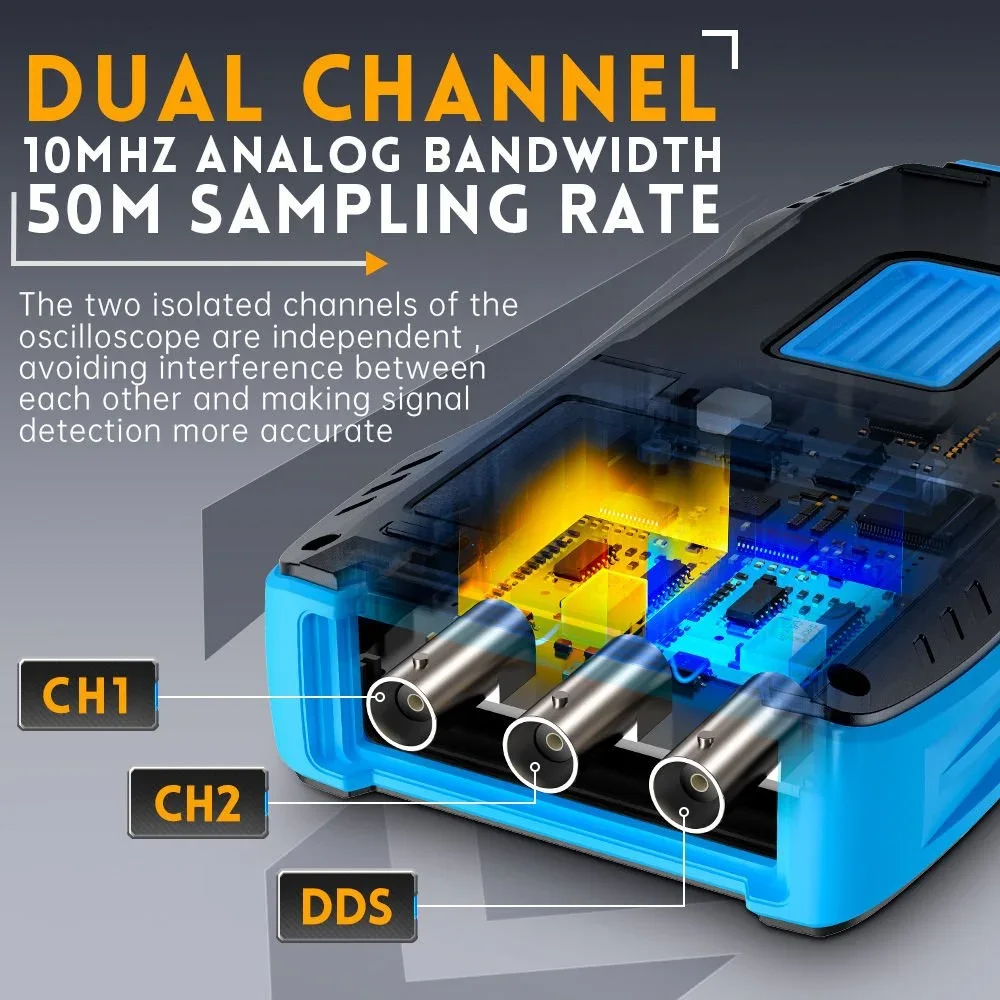 Fnirsi 2C23T 3in1 10MHz 2 Kanal 50MSa/s El Tipi Dijital Osiloskop & Multimetre & Sinyal Jeneratörü