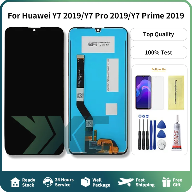 Huawei Y7-2019 Ekran Dokunmatik Orijinal Çıtasız Ürün (Çerçevesiz)