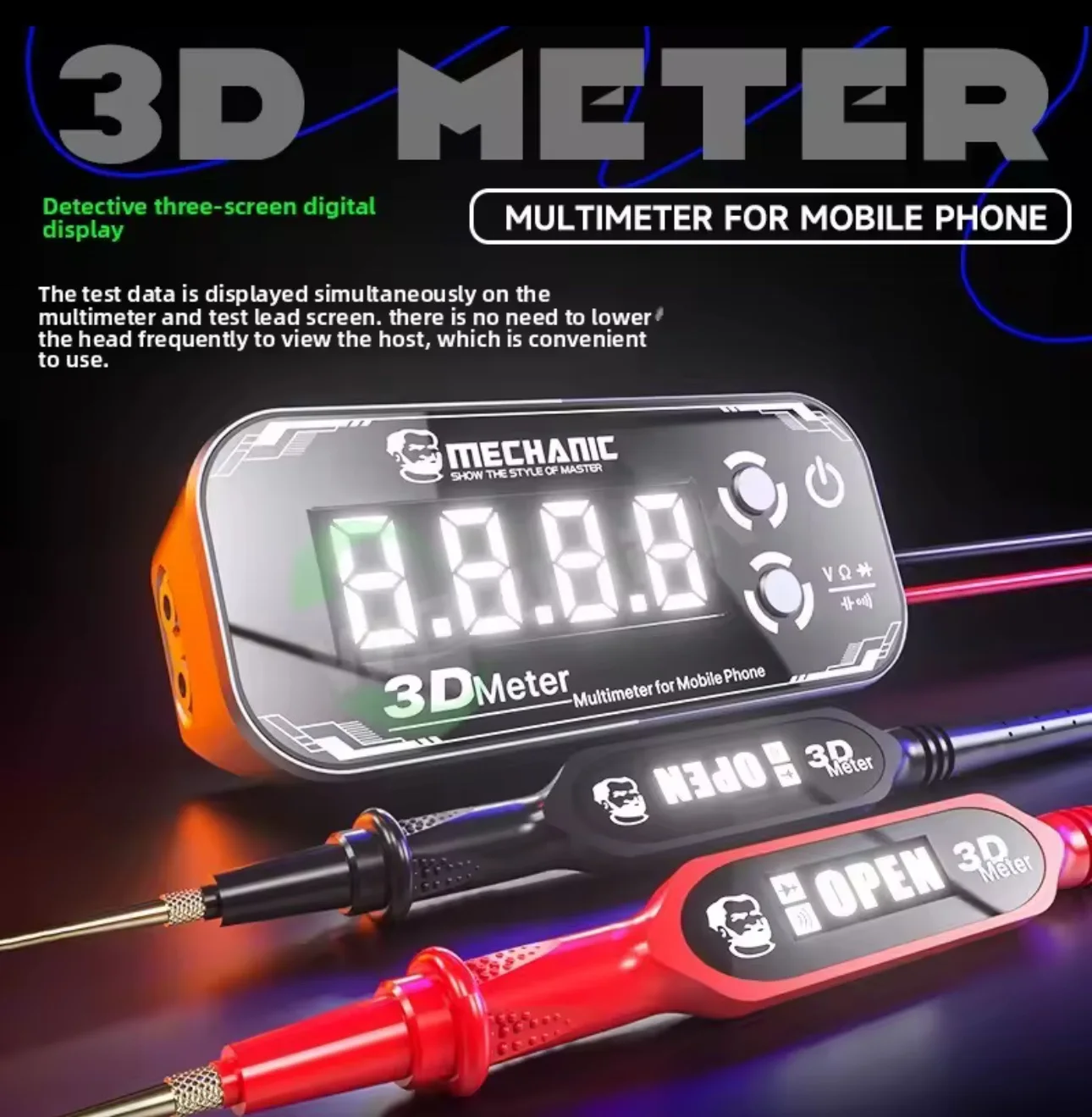Mechanic 3D Meter Detective 3.0 Cep Telefonu Onarımı için Yüksek Hassasiyetli Multimetre
