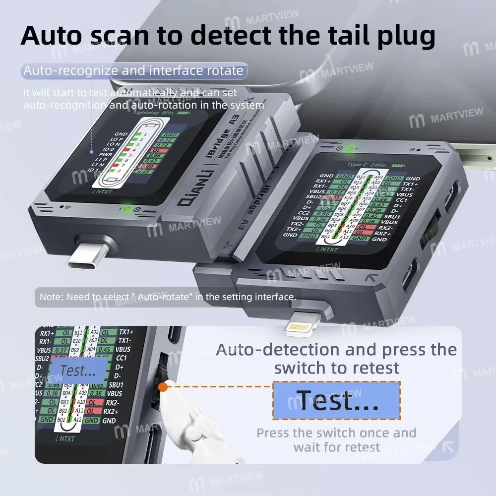 Qianli iBridge A3 Lightning ve Type-C Arayüz Cihazları için Kapsamlı Analiz Test Cihazı
