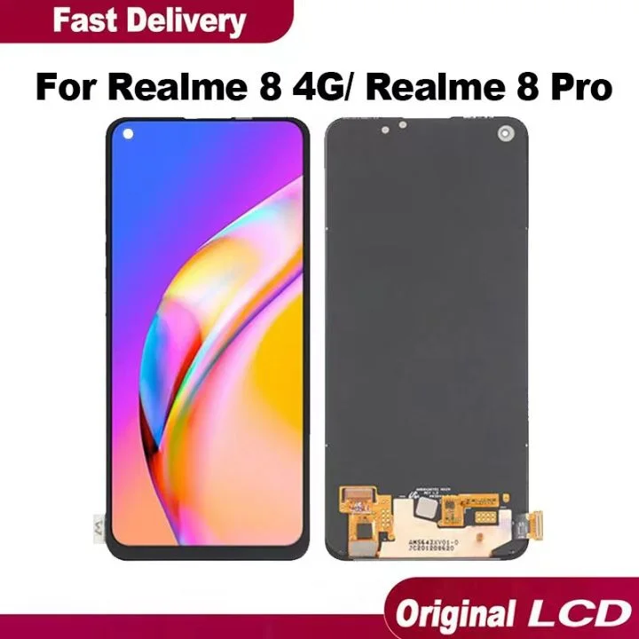 Realme 8 4G/8 Pro Çıtalı Ekran Dokunmatik Siyah OLED