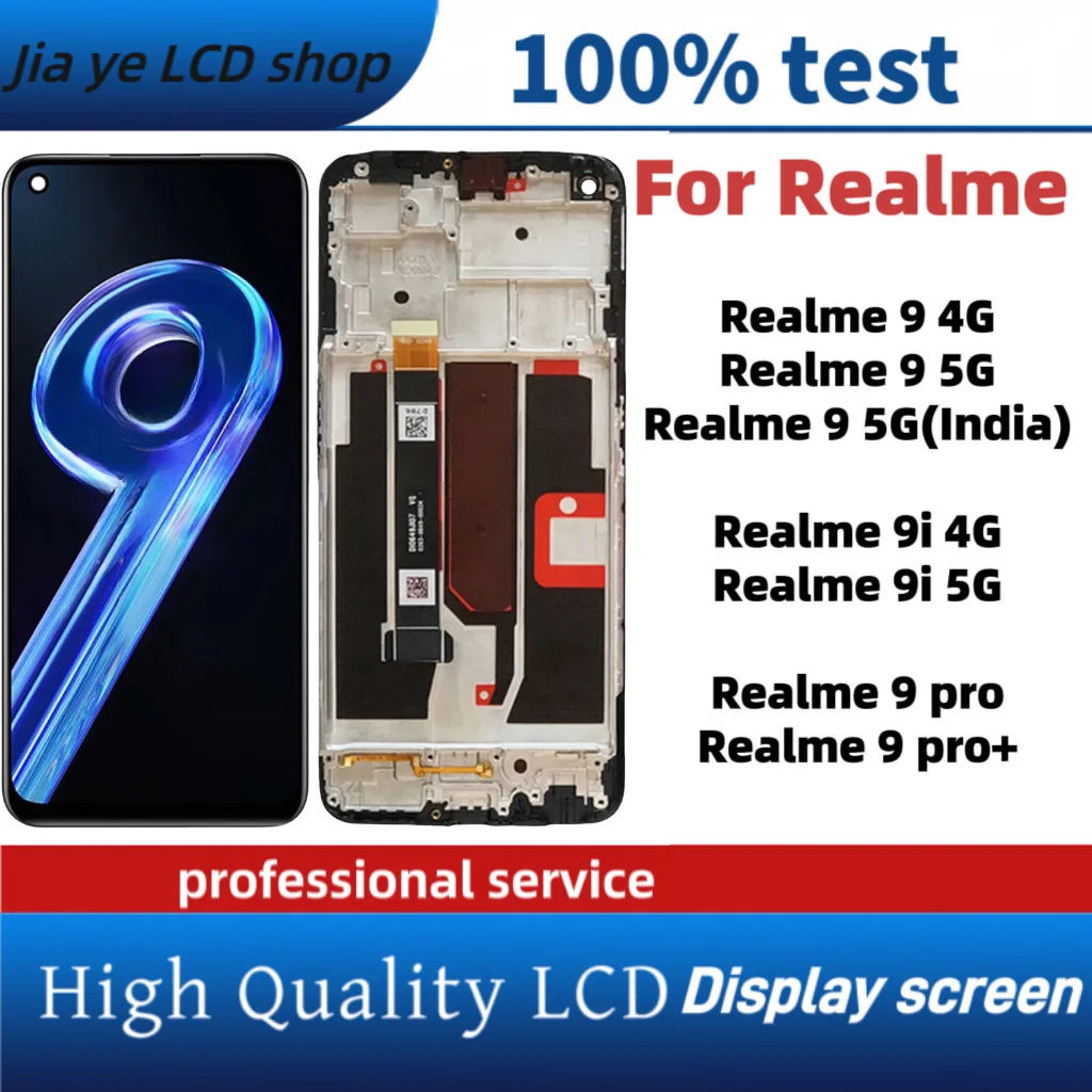 Realme 9 Pro 5G Çıtalı Ekran Dokunmatik Siyah Orijinal