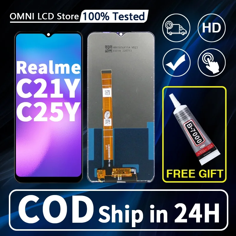 Realme C21y Ekran Dokunmatik Orijinal Çıtasız Ürün (Çerçevesiz)