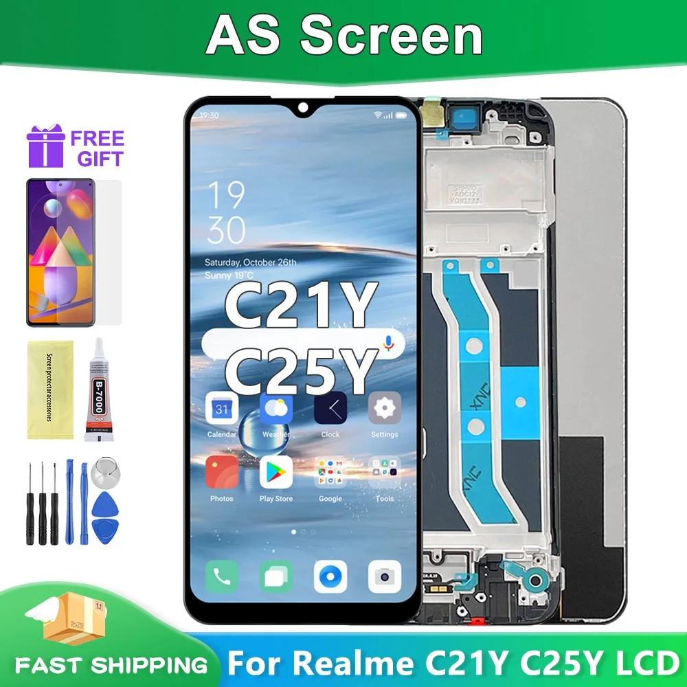 Realme C21y Ekran Dokunmatik Orijinal Çıtasız Ürün (Çerçevesiz)