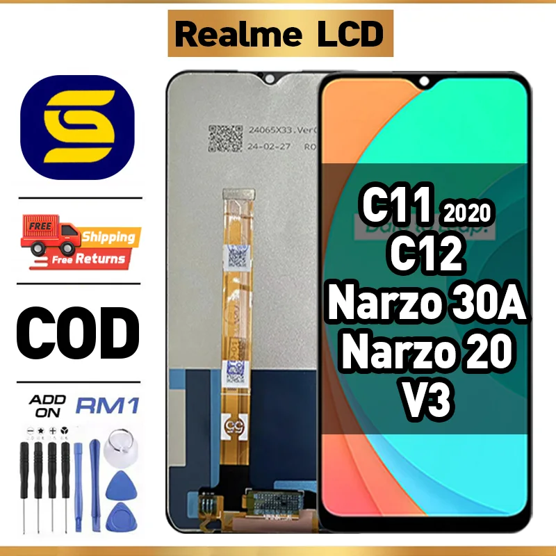 Realme Narzo 30A Ekran Dokunmatik Orijinal Çıtasız Ürün (Çerçevesiz)