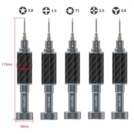 Relife RL-729A Çelik Top King 5’i 1 Arada Karbon Fiber Kaplama + S2 Çelik 2D Tornavida Seti