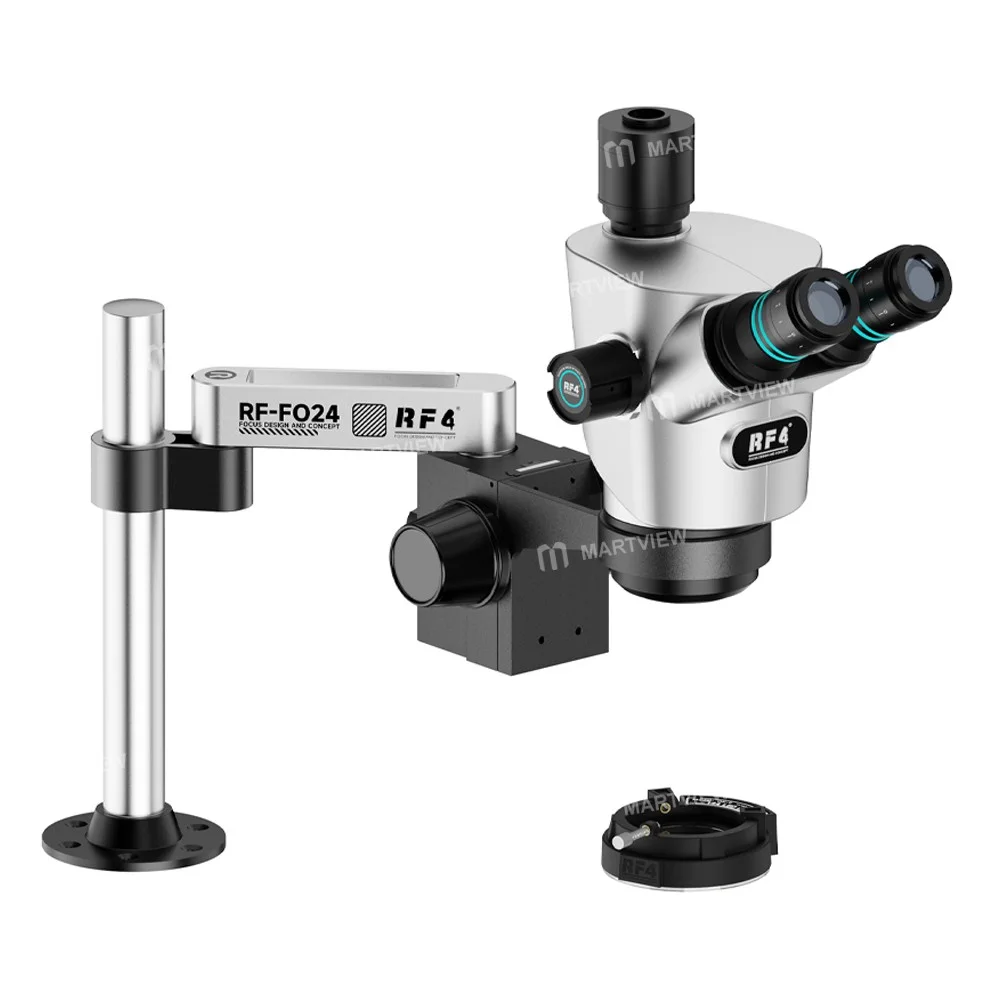 RF4 CX71P-FO24 6.5X-65X Premium Çift Anti-Trinoküler Stereo Mikroskop Başlığı ve FO24 Standı