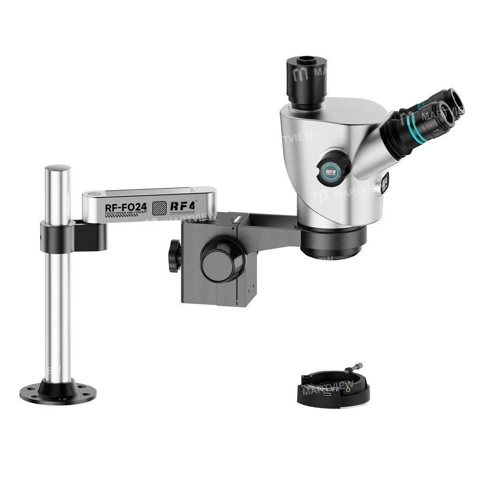 RF4 CX71P-FO24 6.5X-65X Premium Çift Anti-Trinoküler Stereo Mikroskop Başlığı ve FO24 Standı