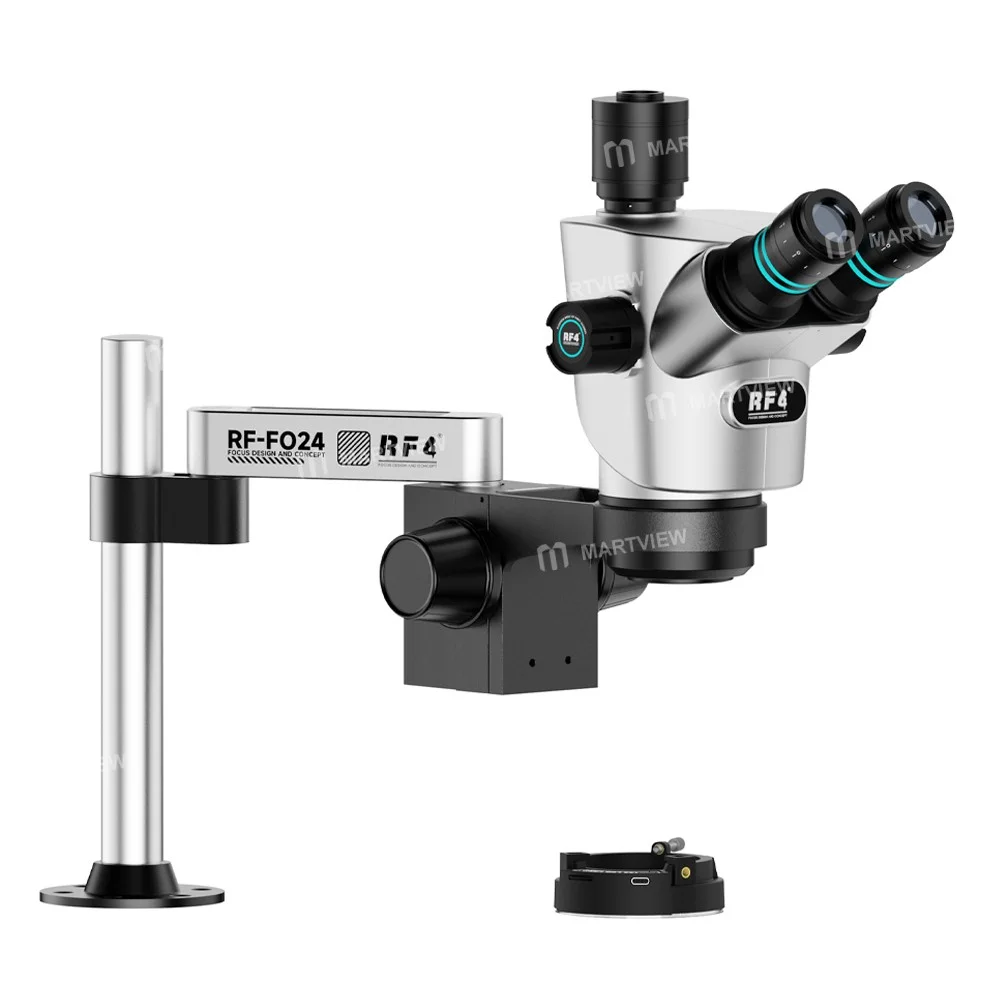 RF4 CX71P-FO24 6.5X-65X Premium Çift Anti-Trinoküler Stereo Mikroskop Başlığı ve FO24 Standı