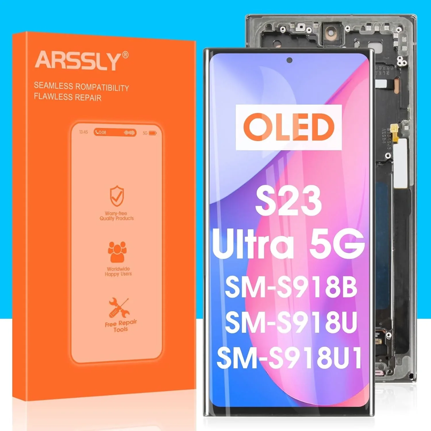 Samsung S23 Ultra Çıtalı Ekran Dokunmatik Yesil SOFT OLED Kalite Ekran