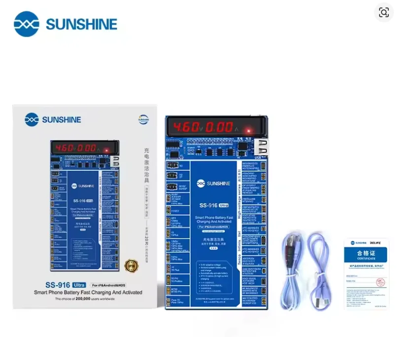 Sunshine SS-916 Ultra V2.0 Dijital Ekran Şarj Aktivasyon Kartı iPhone 6 ila 16Pro Max ve Android için