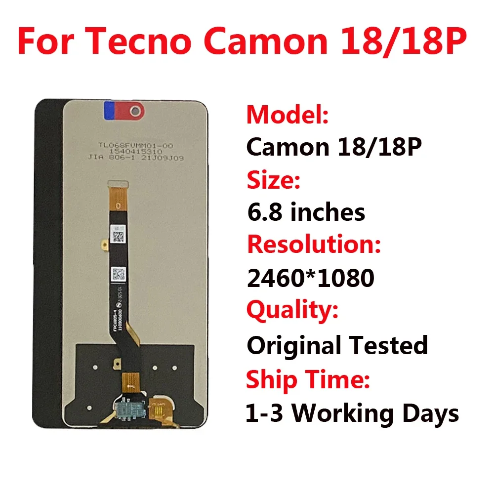 Tecno Camon 18 Ekran Dokunmatik Orijinal Çıtasız Ürün (Çerçevesiz)