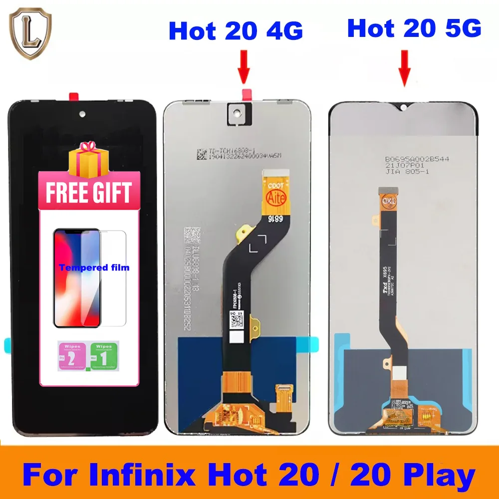 Tecno Hot 20 Play Çıtalı Ekran Dokunmatik Siyah Orijinal