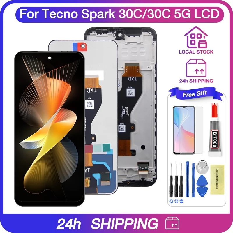 Tecno Spark 30 5G Ekran Dokunmatik Orijinal Çıtasız Ürün (Çerçevesiz)