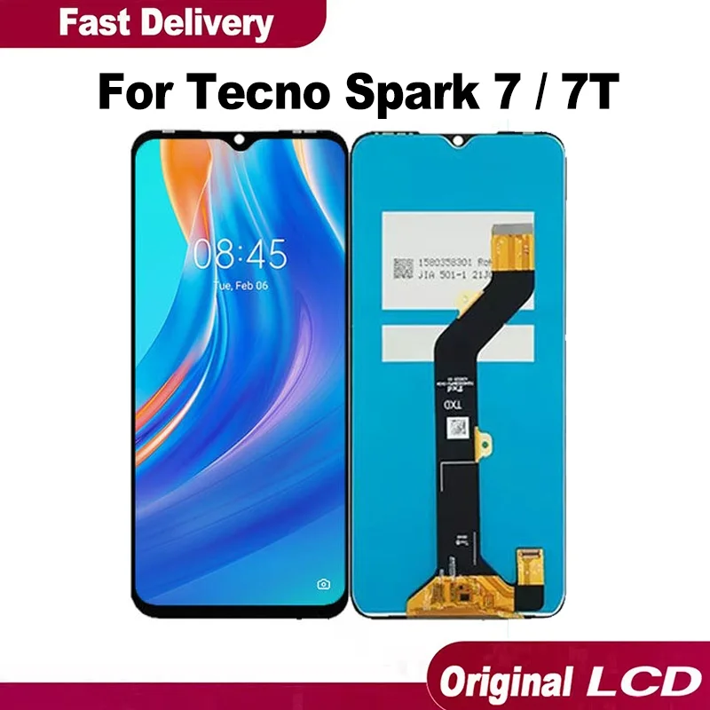 Tecno Spark 7 Wf/Spark 7T Çıtalı Ekran Dokunmatik Siyah Orijinal